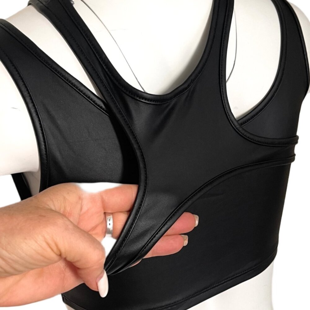 NWT Shein Reflective Sexy Zipp crop Corset Top Rave Club Festival - Picture 7 of 9